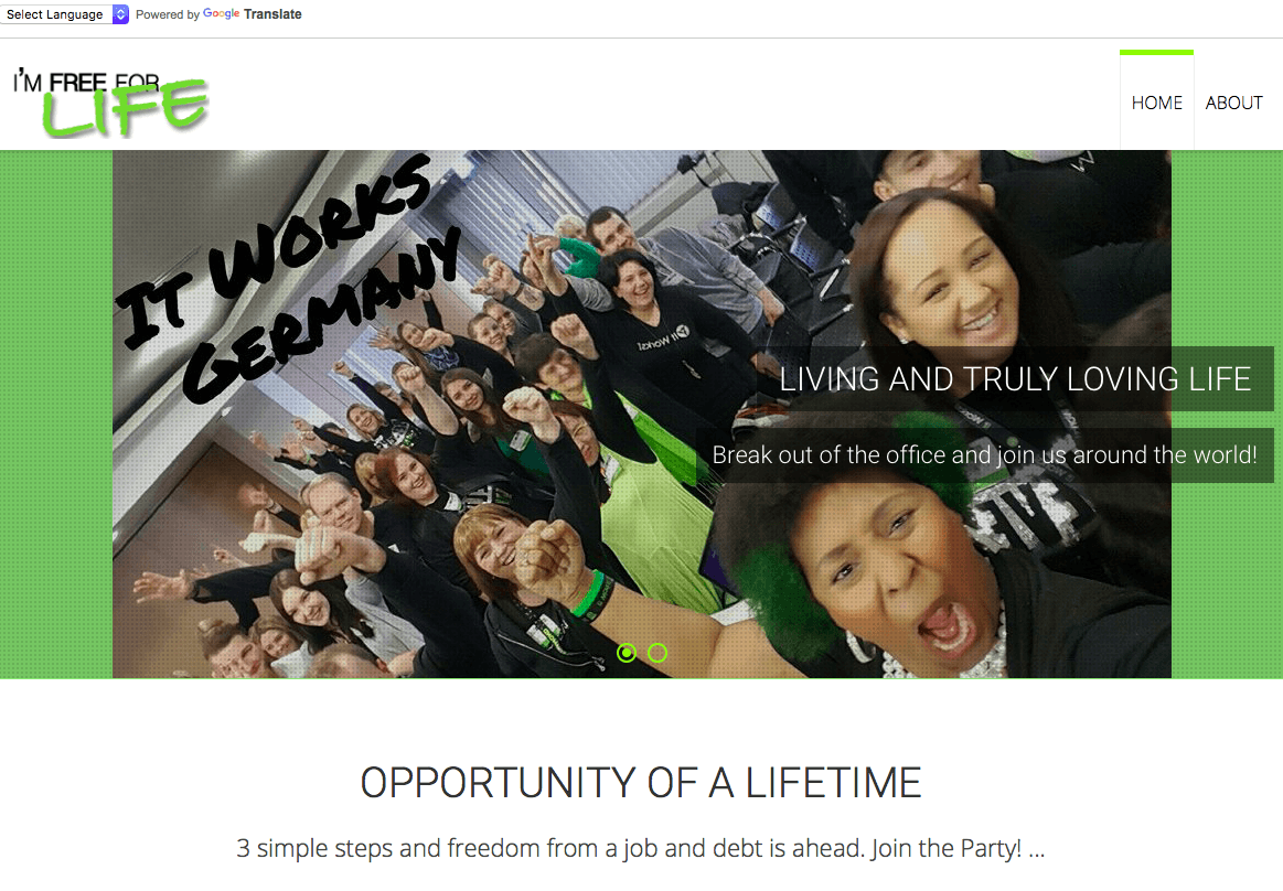 Screen shot of I'm Free For Life Website