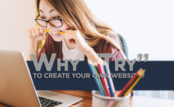 Why Try - Biting Pencil looking at computer