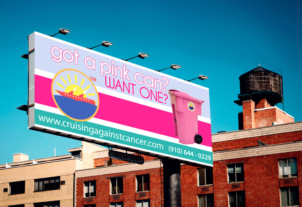 Cruising Against Cancer Pink Trash Can Billboard Mockup